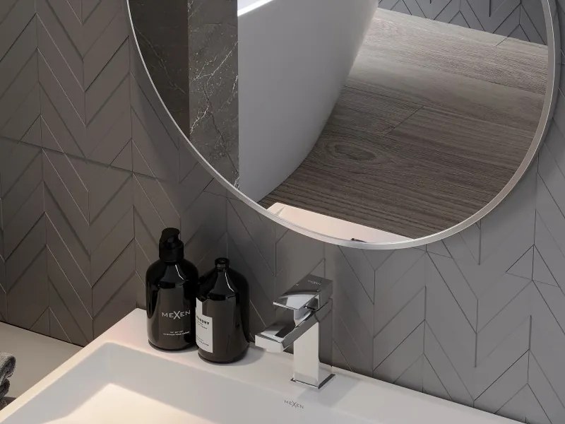 Mexen Loft кръгло огледало за баня 60 см, рамка инокс - 9850-060-060-000-10