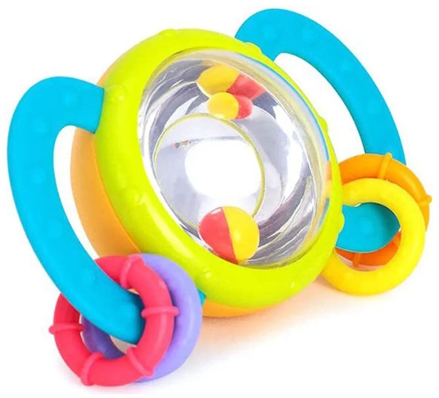 Hola - Бебешка дрънкалка и гризалка с цветни топчета и халки