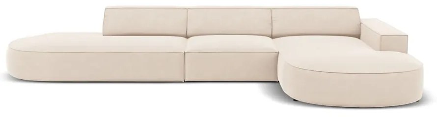 Ъглов диван от бежово кадифе (десен ъгъл) Jodie - Micadoni Home