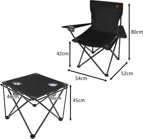 Сгъваем комплект за къмпинг - 2 стола + маса