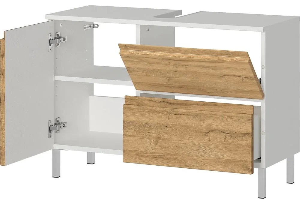 Бял шкаф под умивалника от дъб 80x56 cm Torrance - Germania