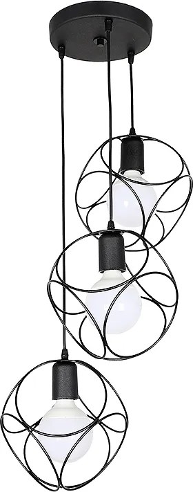 Lusita E27 метален тройно таванен светлинен източник в черен цвят 35x35x90см.