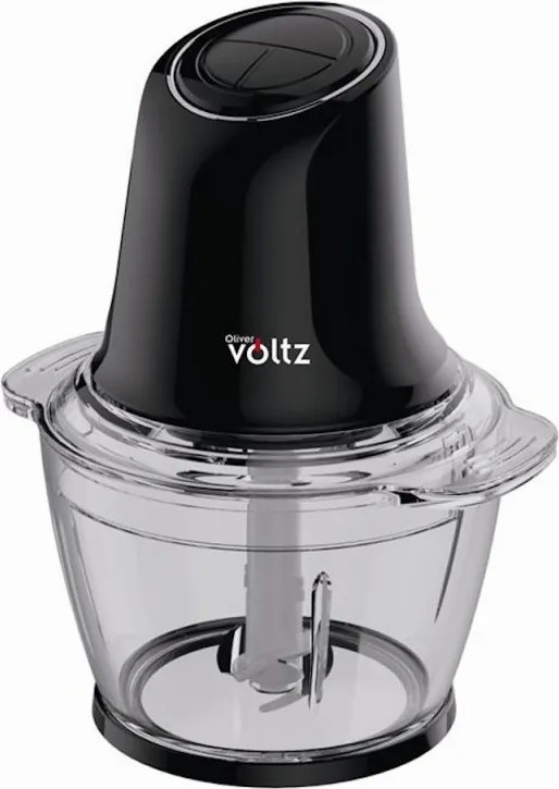Чопър Oliver Voltz Daisy OV51111W, 600W, 1 литър, Двоен стоманен нож, Стъклена купа, Черен