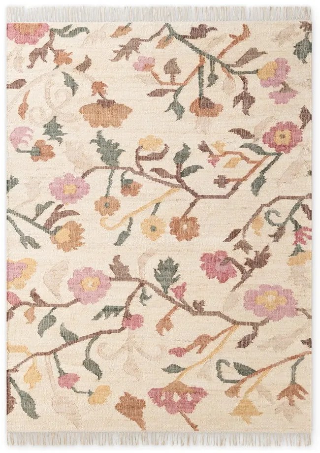 Кремав ръчно изработен ютен килим 80x150 cm Roya Violette – Elle Decoration