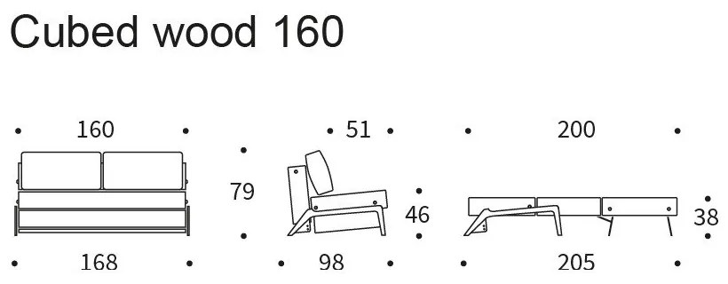 Пясъчно сив разтегателен диван, 96 x 167 cm Innovation Cubed Wood Linen Sand Grey