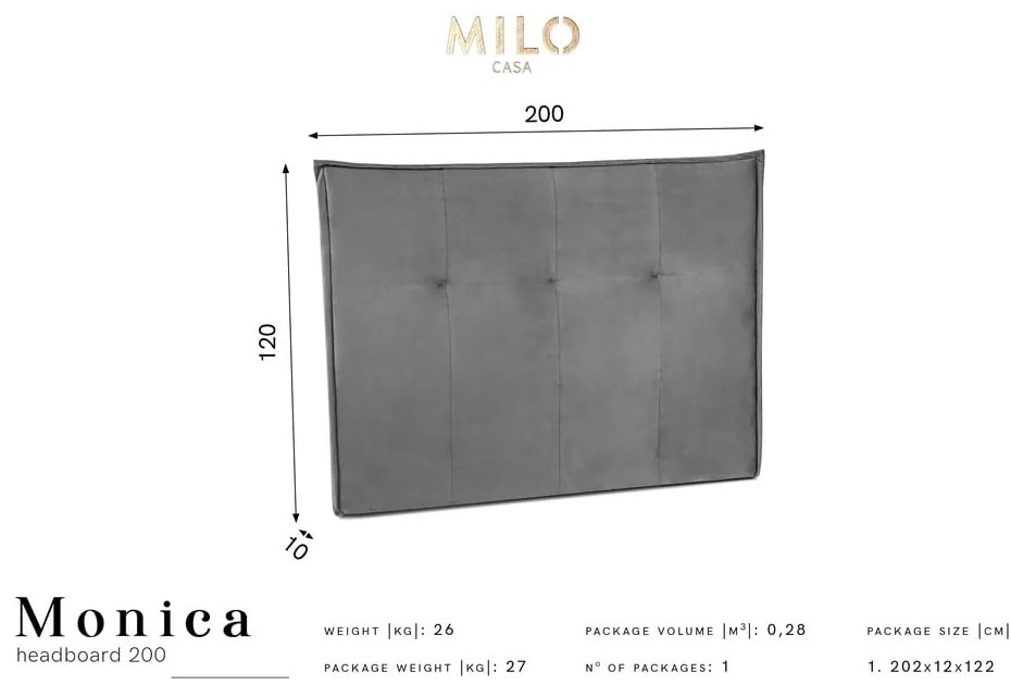 Светлосиня табла за легло 200x120 cm Monica – Milo Casa