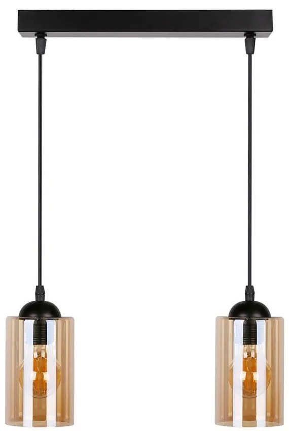 Черна висяща лампа със стъклен абажур 10x34 cm Bistro - Candellux Lighting