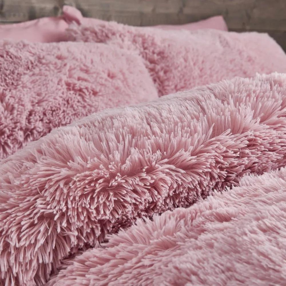 Розово удължено спално бельо за двойно легло 230x220 cm Cuddly Deep Pile - Catherine Lansfield