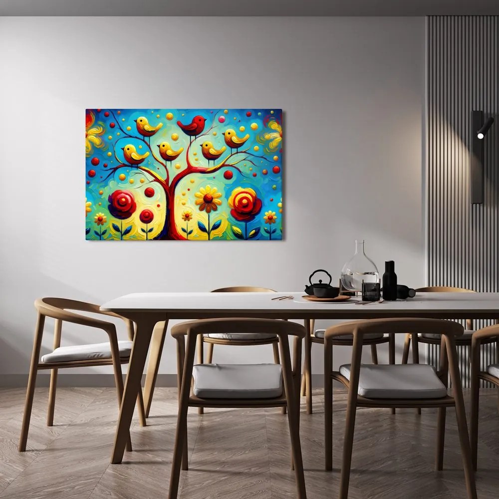 Картина на платно – Дървото на живота с птички