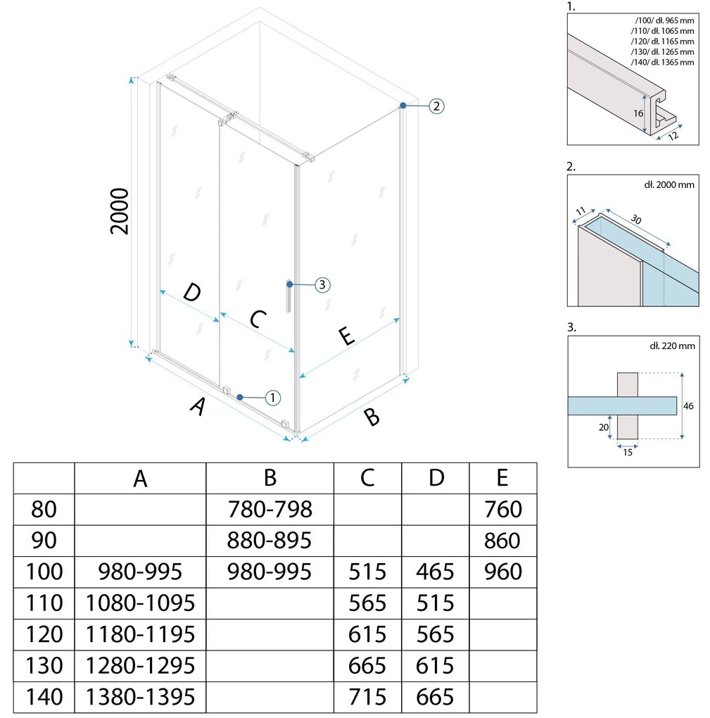 Душ кабина REA Montana Gold Brush 140x90