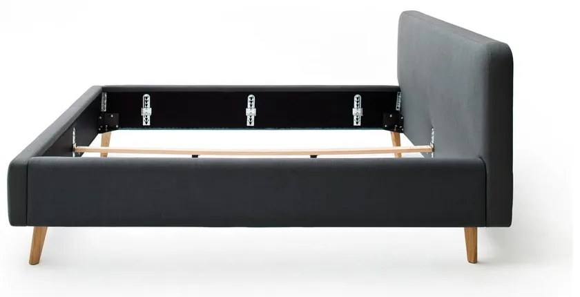 Антрацитно двойно легло 180x200 cm тапицирано без ламелно дъно Mattis – Meise Möbel