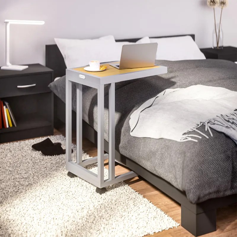 Странична масичка с WPC плоскост - 65,5 x 50 x 40 cm Кафяво