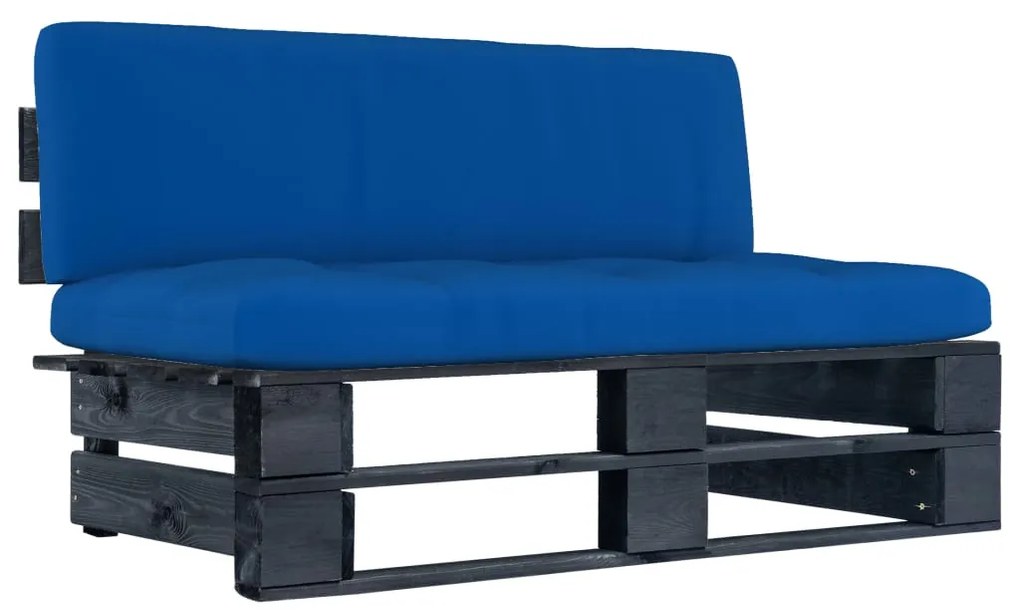 3066514 vidaXL Градинска палетен среден диван черно импрегнирано борово дърво