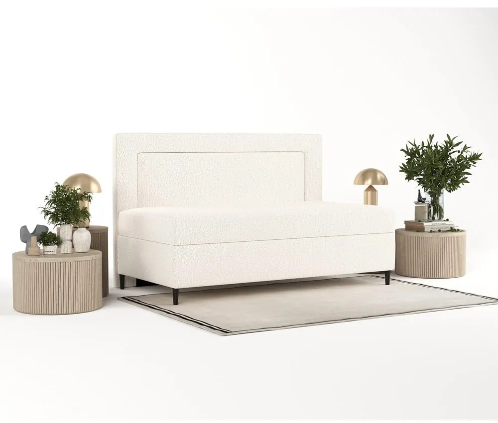 Кремаво тапицирано единично легло 90x200 cm Alba – Maison de Rêve