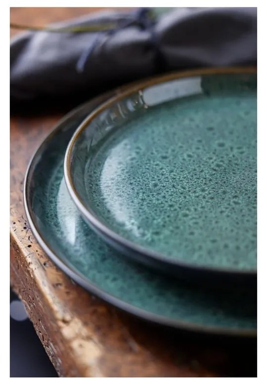 Зелена/черна десертна глинена чиния ø 21 cm Gastro Green/Black – Bitz
