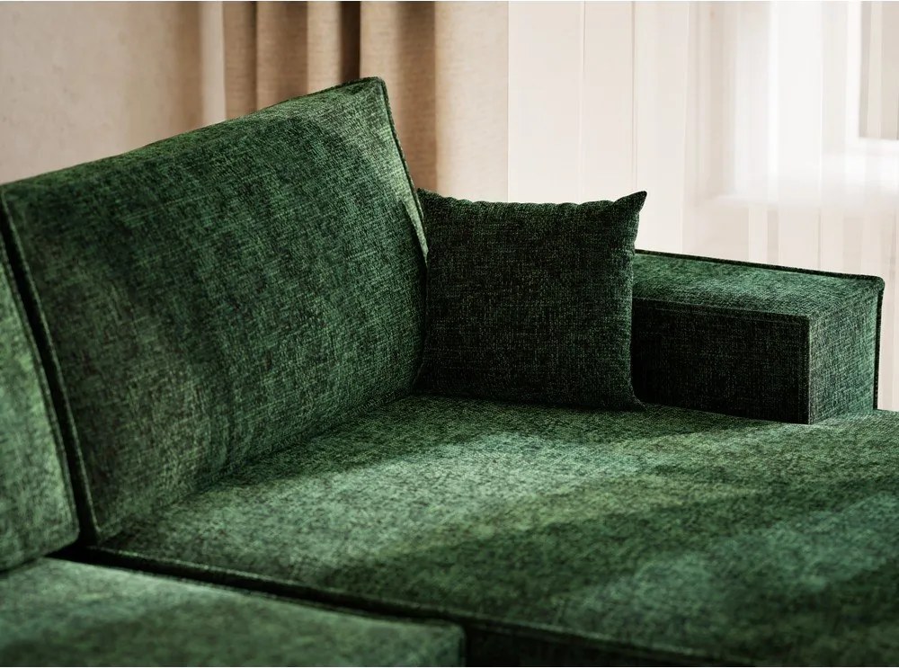 Тъмнозелен шенилов сгъваем/с място за съхранение ъглов диван (U форма) Kyoto – Maison de Rêve