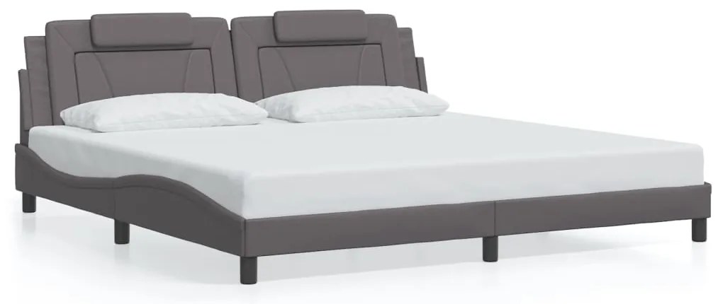 3208120 vidaXL Рамка за легло Viana без матрак, сива, 200x200 см, изкуствена кожа