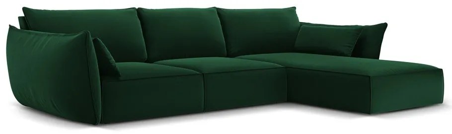 Тъмнозелен кадифен ъглов диван (десен ъгъл) Vanda – Mazzini Sofas