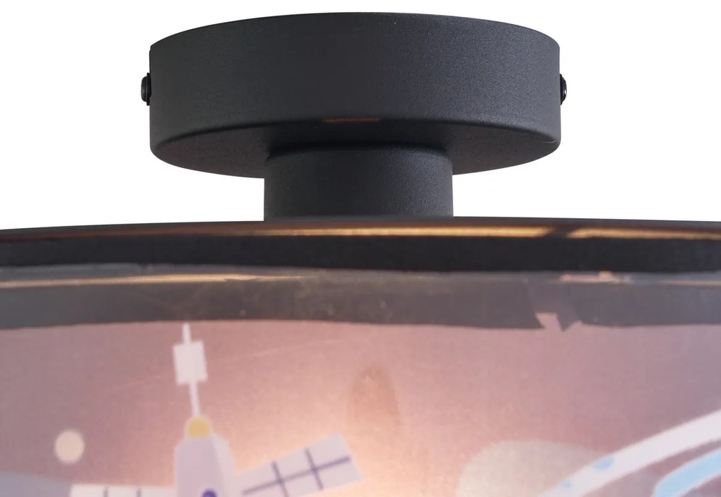 Детска таванна лампа черна с космически кораб и звезди - Harrie in Space