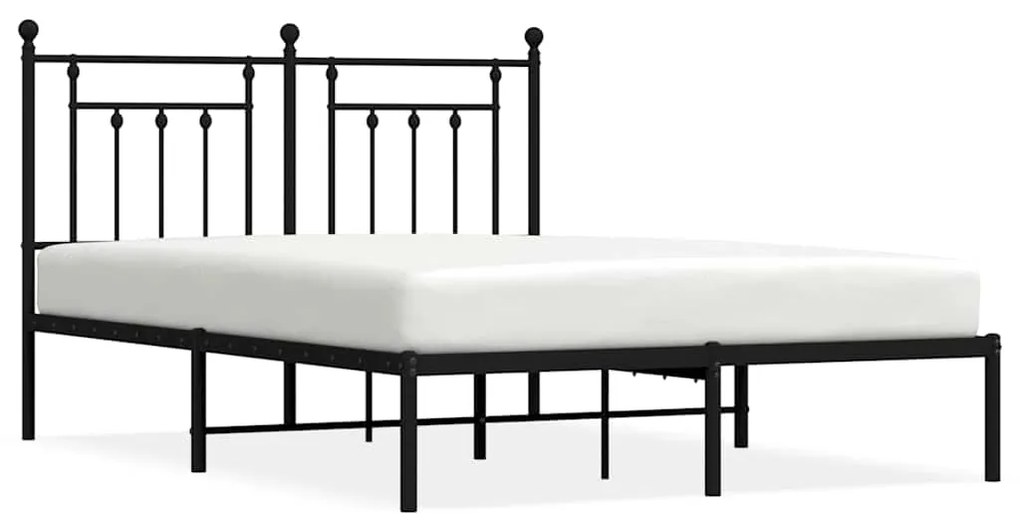 353539 vidaXL Метална рамка за легло с горна табла, черна, 150x200 см