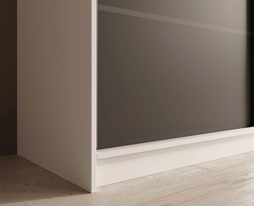 Гардероб Galadriel 250 с плъзгащи врати-Бял-Черен