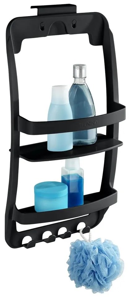 Черен висящ пластмасов рафт за баня без пробиване Universal – Wenko