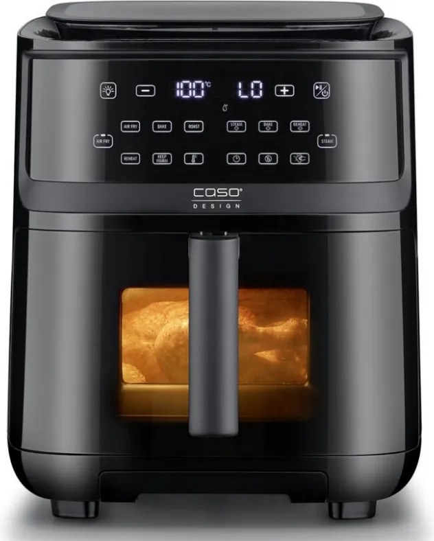 Фритюрник с горещ въздух и пара Caso AirFry & Steam 700, 1700W, 7 л, 10 програми, 60-200°C, Таймер, Прозорец, Напомняне, Черен