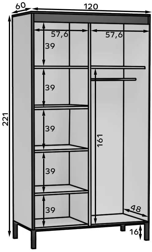 Гардероб Curt-Μ плъзгане-Artisan