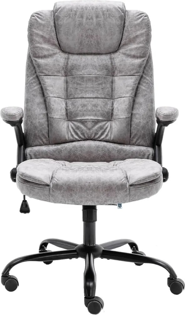 20575 vidaXL Офис стол, светлосив, изкуствена велурена кожа