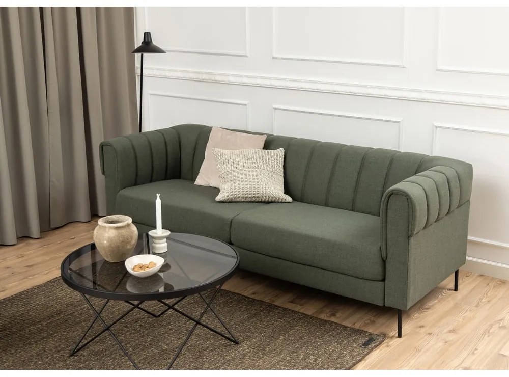 Черна масичка за кафе със стъклен плот ø 80 cm Cuxton - Actona