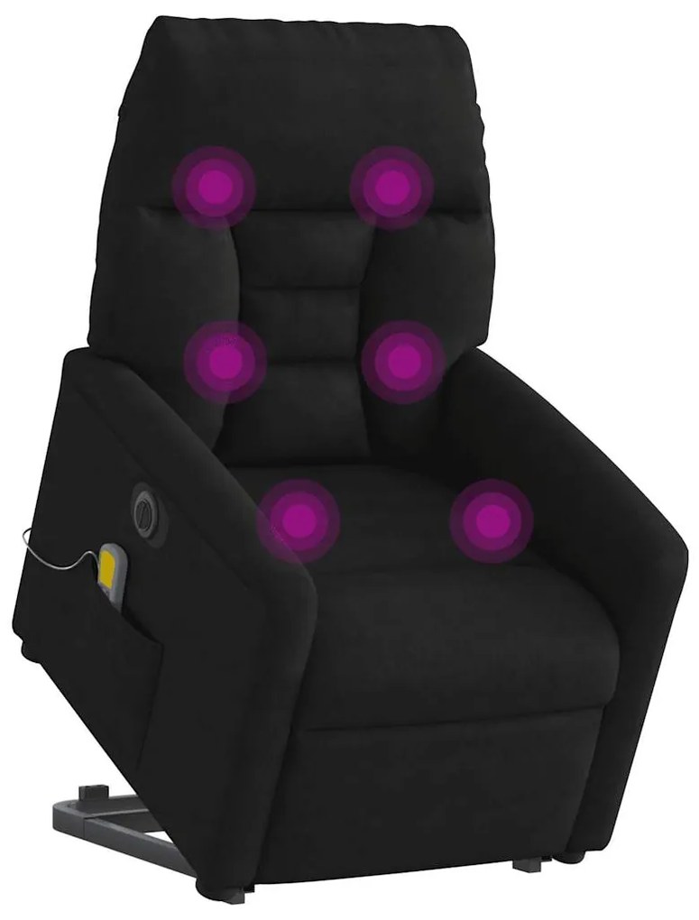 3303111 vidaXL Електрически изправящ масажен реклайнер, черен, микрофибър