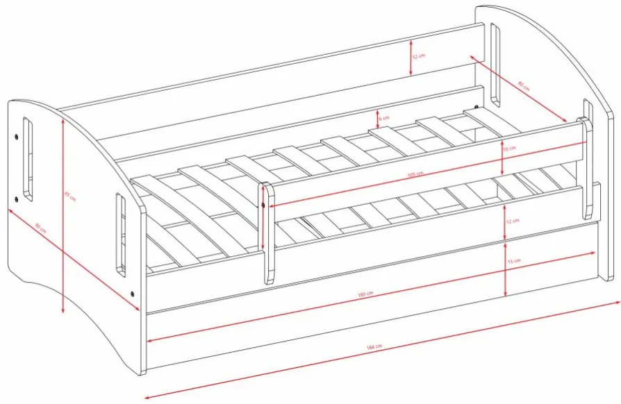 Детско легло класически II-Prasino-180 x 80