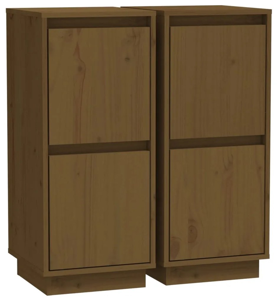 813387 vidaXL Сайдборди, 2 бр, меденокафяви, 31,5x34x75 см, бор масив