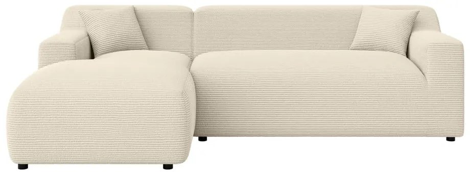 Бежово-кремав ъглов диван от рипсено кадифе (ляв ъгъл) Martin – Ropez