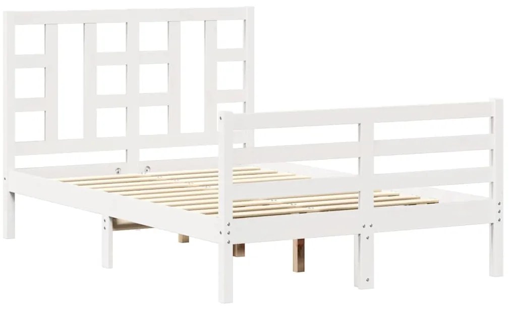 3193892 vidaXL Рамка за легло с табла бяла Small Double масивна дървесина