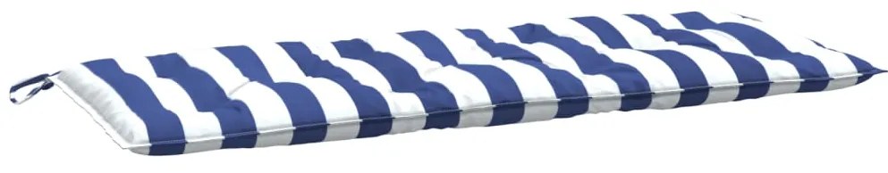 Възглавници за външни пейки 2 бр синьо-бели 120x50x7 см плат