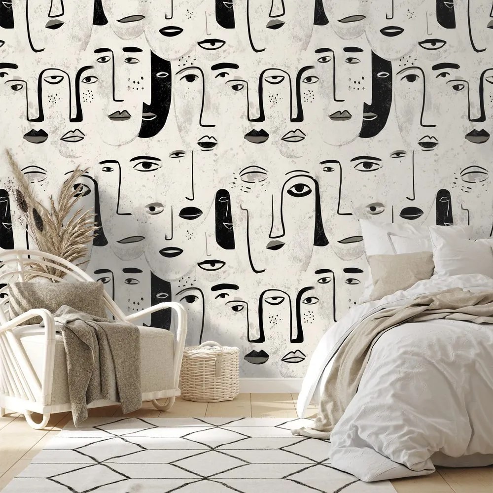 Тапет – Абстрактни черно-бели лица
