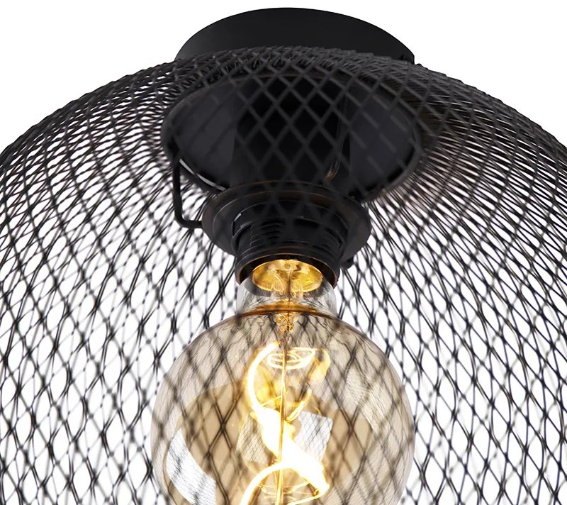 Модерна таванна лампа черна 30 см - Mesh Ball