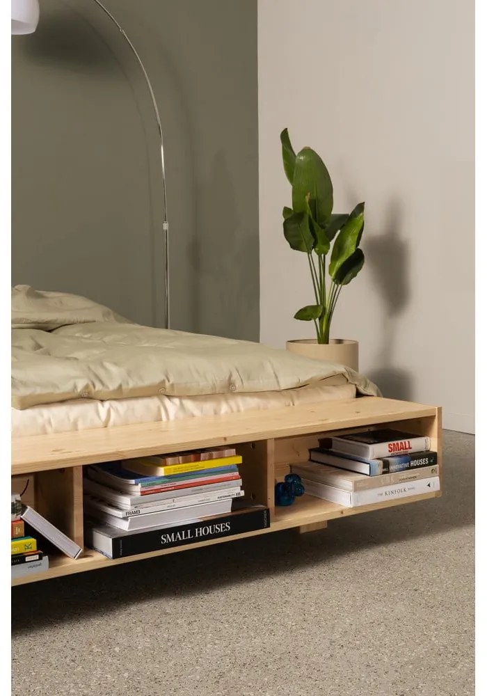 Двойно легло от масивен бор с включена подматрачна рамка в естествен цвят 140x200 cm Merge – Karup Design