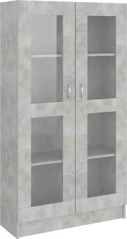 802763 vidaXL Шкаф витрина, бетонно сив, 82,5x30,5x150 см, ПДЧ