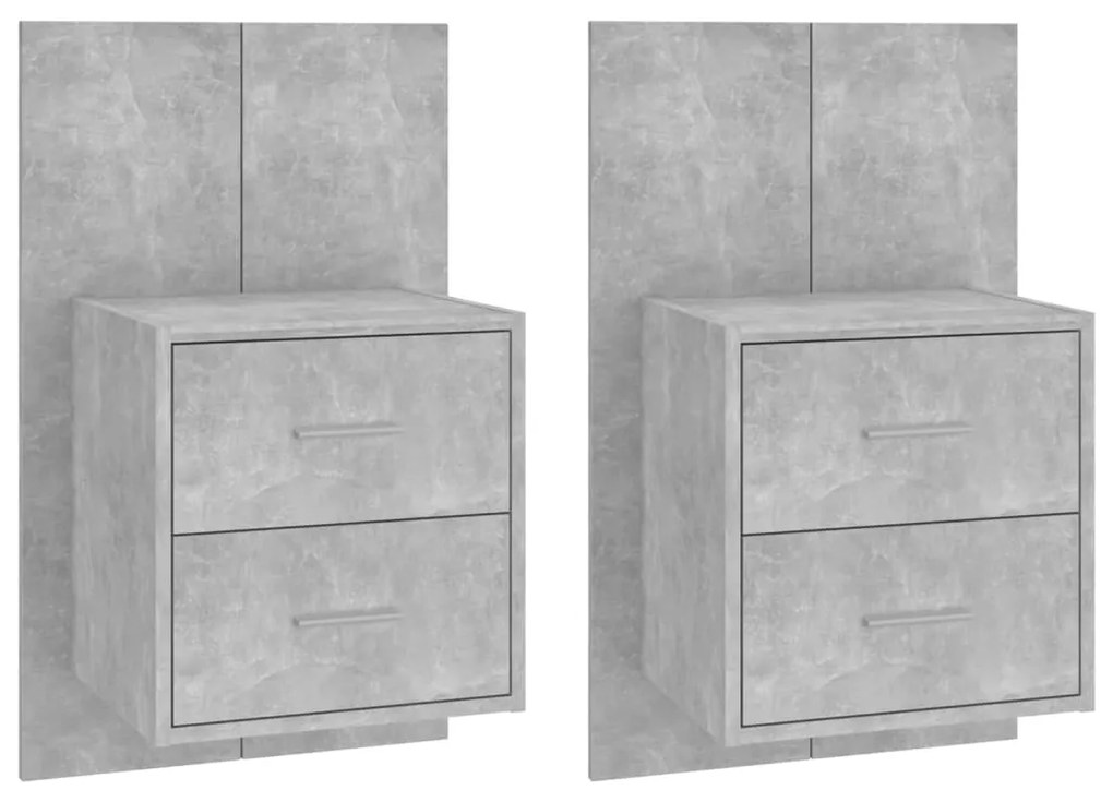 810998 vidaXL Нощни шкафчета за стенен монтаж, 2 бр, бетонно сиви