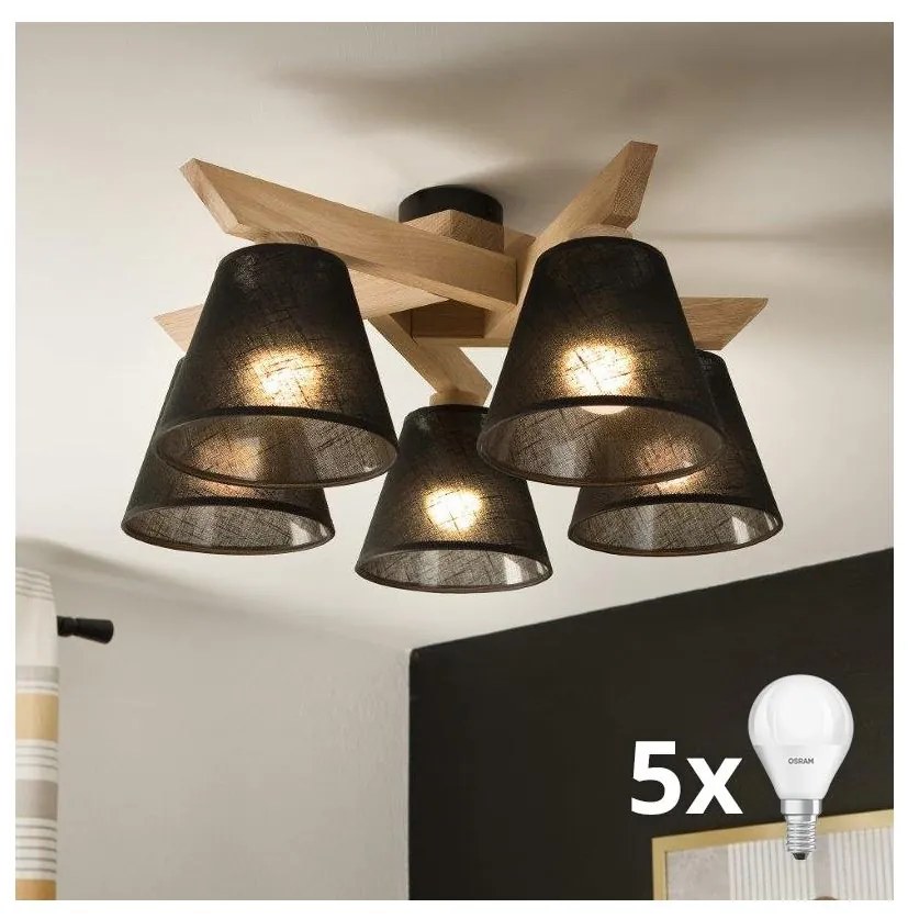 Brilagi - LED  Полилей за повърхностен монтаж ANTHONY 5xE14/40W/230V дъб/черен