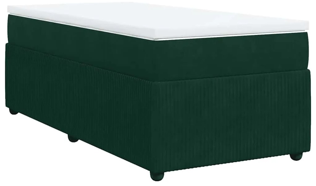 3285623 vidaXL Боксспринг легло с матрак, тъмнозелено, 100x200 см, кадифе