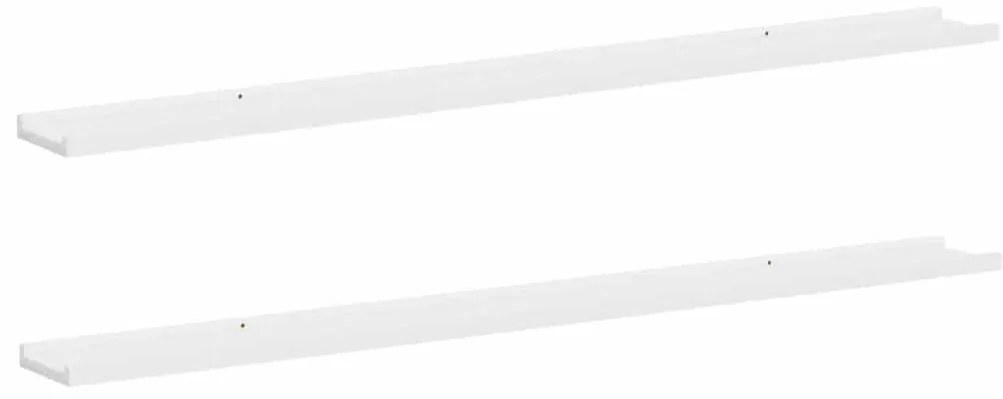 326659 vidaXL Стенни рафтове, 2 бр, бели, 115x9x3 см