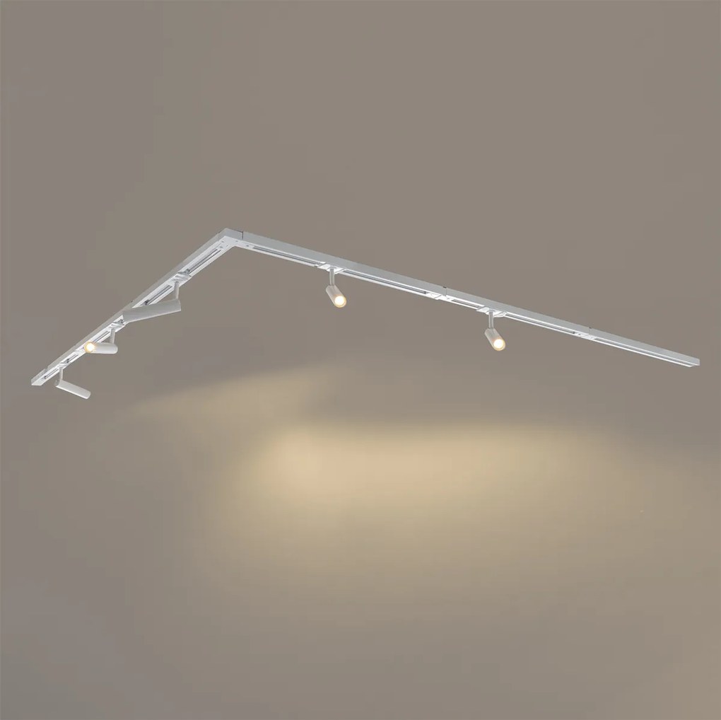 Модерна релсова система за осветление с 5 прожектора, бяла, 1-фазна - Iconic Ivy