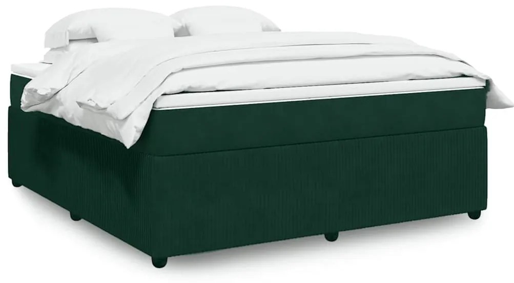 3285659 vidaXL Боксспринг легло с матрак, тъмнозелено, 180x200 см, кадифе