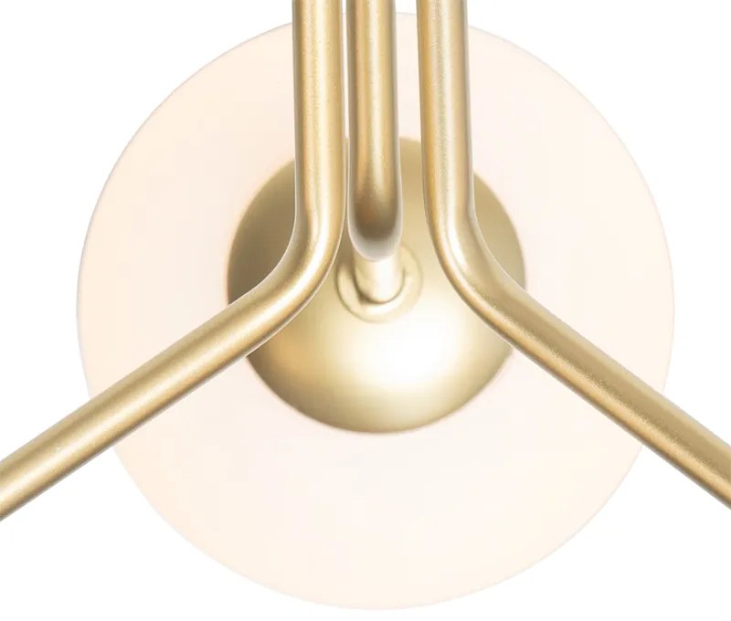 Висяща лампа в стил арт деко златна с опалово стъкло 3-светлина - Coby