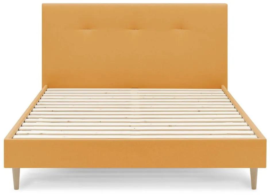 Тапицирано двойно легло с решетка 160x200 см в цвят горчица Tory - Bobochic Paris