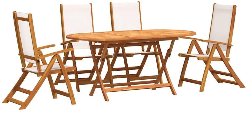 3279286 vidaXL Градински трапезен комплект, 5 части, акация масив и textilene