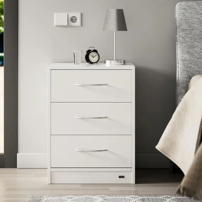 Нощно шкафче Eloise - комплект от 2 части, 3 чекмеджета, 54 × 39 × 28 cm drevo / sivá